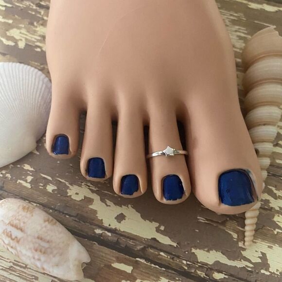 Sterling Silver Star Toe Ring Midi Ring - Picture 1 of 4